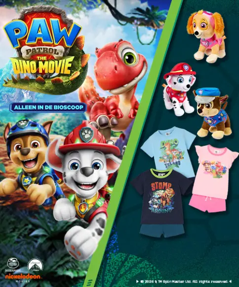 PAW Patrol kinder T-shirts met populaire personages uit PAW Patrol: Dino Movie voor jongens en meisjes